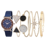 Daniel Klein Stainless Steel Blue Dial Analog Gift Set Watch with Bracelet for Women (Pack of 6) – DKG002-1