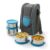 CELLO Steelox Set of 4 Pcs Lunch Box with Jacket For Office, Blue | 2 x 550ml, 375ml, 225ml Stainless Steel Containers |Food Grade Lightweight Leakproof Airtight Tiffin Box Case For Travel & Daily Use