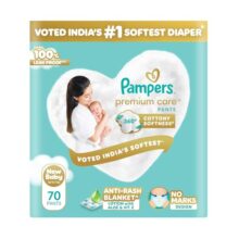 Pampers Premium Care Pant Style Baby Diapers, Newborn/X-Small (Nb/Xs), 70 Count, 4-6Kg, All-In-1 With 360 Cottony Softness Diapers