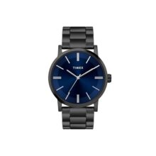 Timex Analog Watch For Man With Blue Round Dial & Black Stainless Steel Bracelet Band Water Resistant Men’S Wrist Watches – Twhg35Smu08