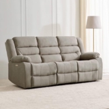 Home Centre | Cairo NXT 3-Seater Electric Recliner Sofa | Fabric Recliner for Living Room | Solid Wood | Beige | 1 Year Warranty