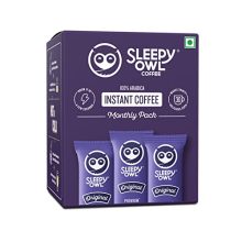 Sleepy Owl Original Freeze Dried Coffee Sachets | 60G – Pack Of 30 X 2G Instant Coffee Powder Sachets | 100% Arabica Beans | Aromatic Coffee Pouch | Rich & Smooth | Easy To Use & Carry