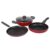 Prestige Omega Granite Non-Stick 3 Pc Cookware Set With Glass Lid | 5-Layer Coating | Gas & Induction Compatible | Omni Tawa 25Cm | Fry Pan 24Cm | Kadai 24Cm | Crimson Red |2Y Warranty |Isi Certified