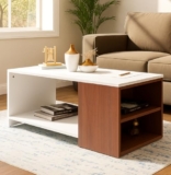 Royaloak Ivory Coffee Table | Engineered Wood | Melamine Finish | Bottom Shelf | Dual Color | Modern Design | Wooden Coffee Table