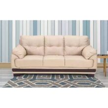 Royaloak Johor Malaysian Half Leather 3 Seater Sofa | Genuine Leather Body Touch | Tufting Design | 3 Seater Sofa for Living Room| Pocket Spring | Solid Wood Frame | Wooden Leg | Sofas for Living Room
