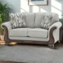 Royaloak Amber Fabric Sofa 2 Seater | Soft Grey Upholstery with Thick Cushions | Designer Wooden Arm Panels and Wood Finish Skirting Legs | 2 Seater Sofa with Super Soft Cushions for Comfort