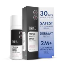 Thriveco Stretch Marks Expert Serum Cream | Clinically Proven Treatment For New Red & Old White Stretch Marks & Scars Removal | Infused With Collarev®, Striover™, Rosehip Oil | Women & Men | 30Ml