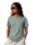 OWN THE LOOK Women’s 220 GSM 100% Cotton Relaxed Fit V-Neck Half Sleeve T-Shirt (Pea Green, 2XL)