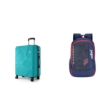 Safari Large Pentagon Pro 8 Wheels Spinner 75Cm Size Checkin Trolley Bag, Hard Case Polypropylene + Torque 37L Casual Printed Backpack, 3 compartments, Bottle Holder, Front Pocket, School