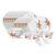 Larah by Borosil Red Iris Fluted Series Opalware Dinner Set | 44 Pieces for Family of 8 | Microwave & Dishwasher Safe | Bone-Ash Free | Crockery Set for Dining & Gifting | Plates & Bowls | White
