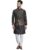 SOJANYA (Since 1958 Men’s Silk Blend Black Kurta and Off-White Pyjama With Black Nehru Jacket