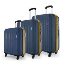 Safari Genius Alley Set Of 3 (Cabin+ Medium + Large) Trolley Bags Hard Case Polypropylene, 4 Wheels, 360 Degree Wheeling Luggage, Travel Bag, Suitcase For Travel, Trolley Bags For Travel, Navy
