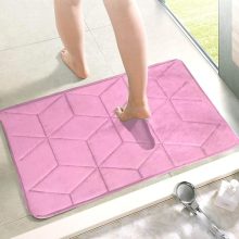 Status Contract Anti Slip Mat For Bathroom Floor | 16″X24″ Memory Foam Bathroom Mats | Bathroom Mat Water Absorbing | Machine Washable Bathroom Anti Skid Mats For Bathing Area & Shower |(Pink)