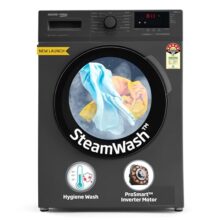Voltas Beko, A Tata Product 7 Kg 5 Star Inverter Quick wash Fully-Automatic Front Loading Washing Machine (WFL7012B7JVBKA/AXV, Anthracite, In buit Heater/Hygiene steam)