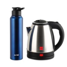 CELLO Lifestyle Electric Kettle 1.5L and Sippa Bottle 1000 ml Combo Blue | Double Wall, Auto-Shut Off Protection, Easy Grip Cool Touch Handle | Stainless Steel Electric Kettle For Boiling Hot Water