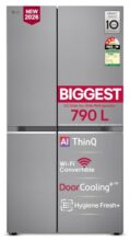 LG Smart Choice 790 L, 3 Star, Frost-Free, Double Door, Wi-Fi Convertible, Smart Inverter, Side By Side Refrigerator with AI ThinQ (GL-B277GPZ3, Shiny Steel, 2026 Model, HygieneFresh+ & Door Cooling+)