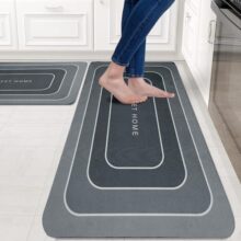 Amazon Brand – Solimo Silicone Kitchen & Bath Mat (Pack of 2) | Grey | Anti-Fatigue Comfort Foam | Waterproof & Anti-Slip | 60 x 40 cm & 40 x 120 cm| Quick-Dry & Easy Clean