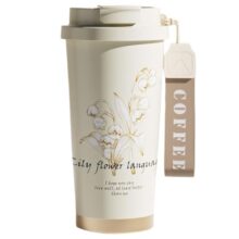 Evapushti Enterprise Travel Coffee Mug 17Oz (500 Ml) With Leak Proof Lid, 316 Stainless Steel Interior, Portable Straw Cup With Handle Strap For Office Commute And Daily Use (White)