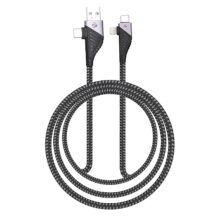 Zebronics UCLC65B 65 Watts PD Fast charging 4 in 1 cable with USB/Type C to Type C/Lightning connector, 1 meter braided cable for smartphones tablets and Laptops