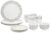 Amazon Brand – Solimo Ceramic 16 Piece Polka Dot Dinner Set | 4 Dinner Plates, 4 Quarter Plates, 4 Mugs & 4 Small Bowls | Black Dotted Design