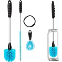 Cleaning Brush Set For Bottles, Cups, Jars And Straws | Long Bottle Brush, Thin Straw Brush And Small Detail Brush