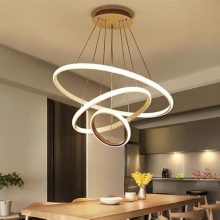 blissbells Modern Double 3 Ring LED Chandelier Lamp (Warm White, Gold) Without Remote