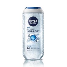 NIVEA MEN Pure Impact 250ml Body Wash| Shower Gel for Face, Body & Hair| Purifying Micro Particles for Extra Fine Scrub & Instant Summer Freshness|Clean, Healthy & Moisturized Skin