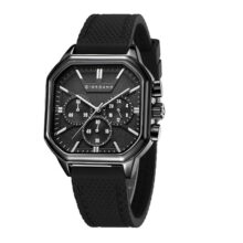 Giordano Analog Chronograph Watch for Men with Square Dial, Multi-Function Subdials, Quartz Movement and Silicone Strap – GZ-50171-11