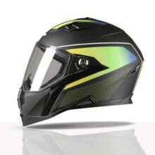 Tvs Racing Anti Matter Fullface Helmet For Bike & Motorcycle Riders-Dot & Isi Certified-Lightweight Abs Shell, Uv Resistant-Ventilated Comfort Liner,Quick-Release Visor &Chin Strap(Matt Black Green/L)