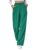Kotty Women’S Cotton Blend Straight Fit Cross Pocket Solid Trousers Teal Green