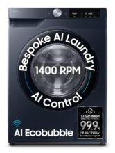 Samsung 12 kg, 5star, AI Control, AI Ecobubble, Super Speed, Wi-Fi, Hygiene Steam with Inbuilt Heater, Digital Inverter, Fully-Automatic Front Load Washing Machine (WW12DG6B24ASTL, Navy)