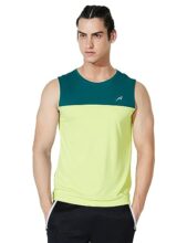 Amazon Brand – Symbol Men’s Color Block Regular Fit Sleeveless Sports T-Shirt (AW17-SYSP-05D_Viridian_Small)
