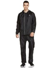 Amazon Brand – Symactive Polyester Raincoat With Jacket, Pants, Hood & Carry Bag (Unisex, Black, L) | 76.2 X 63.5 X 2.5 Cms