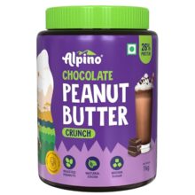 ALPINO Chocolate Peanut Butter Crunch 1kg – Roasted Peanuts, Chocolate Paste & Brown Sugar – 26% Protein, Source of Healthy Fats