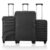 HRX Parabola 3-Piece Luggage Set Haileys Black Polypropylene Hard Shell Suitcase Set – Premium Travel Trolley Bags with 8 Spinner Wheels, Number Lock & Water Resistant Body