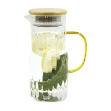 Signoraware BoroBloom Borosilicate Glass Jug with Bamboo Lid | Heat Resistant | Elegant Airtight Bamboo Lid for Natural Look | Ideal for Water, Juice, Detox & Infused Beverages (1.4 Ltr | Clear)