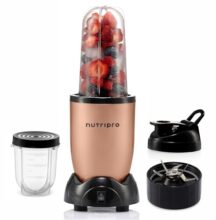 NutriPro Juicer Mixer Grinder Smoothie Maker – 500 Watts (2 Jars & 1 Blade, Gold) – 2 Year Warranty