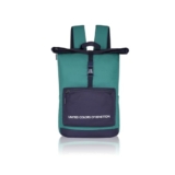 United Colors of Benetton Grand Slam 30L Roll-Top Laptop Backpack – Dark Green+Navy Color | Fits 14-inch Laptops | Secure Buckle Closure & 1-Year Warranty
