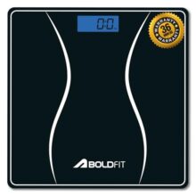 Boldfit Weight Machine for Home Digital Weighing Machine for Human Body with LCD Display Max Weight Capacity 180Kgs (Batteries Not Included) Bathroom Scale for Home (Black)