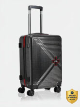SWISS MILITARY MOSAIC Hard Top 20 Inch Luggage Trolley Bag Black CARBON FIBER Cabin Suitcase 8 Wheels – 20 inch