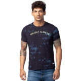 Spykar Navy Blue Round Neck Half Sleeves Blended T-Shirt for Men (Size: M)-MKTFT1BC068-Navy Blue