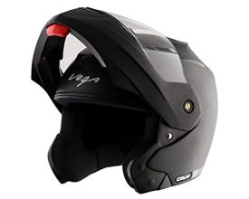 Vega Crux Isi Certified Flip-Up Helmet For Men And Women With Clear Visor(Black, Size:L)