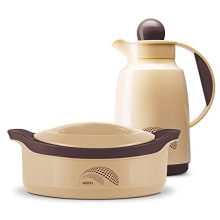 Milton Memento Gift Set, Vienna Insulated Flask, 1 Litre And Marvel Inner Stainless Steel Casserole 1.24 Litre, Brown | Bpa Free | Food Grade | Easy Grip | Food Odour | Easy To Carry | Hot & Cold