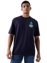 Spykar Men’s Blue Oversized Solid Half Sleeves T-Shirts
