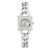 Giordano Analog Quartz Watch for Women with Textured Square Grey Dial, Crystal Studded Bezel, Blue Crown, Silver Stainless Steel Strap – GZ-60160-22