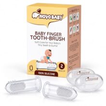 Novo Baby BPA-Free Silicone Baby Finger Toothbrush – Ideal for Gently Massaging and Cleaning Gums,This Soft Finger Brush for Safe and Effective Oral Care Pack of 2