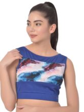 Clovia Women’s Activewear Sports Crop Top (AT0152P03_Blue_XXL)
