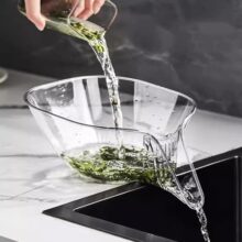 Clazkit Transparent & Grey Kitchen Sink Drain Basket with Spout | Pack of 2 Vegetable Strainers & Draining Mesh Filters for Fruits, Vegetables, Grains, and More, 10L x 10W x 10H Millimeters