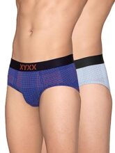 XYXX Men Micro Modal Brief, Slim fit, Checks, Pack of 2, XYBRF2PCKN752XXL, Sunset Blue+ICY Blue, XXL