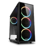 Sharkoon Tg4-Rgb Mid Tower Pc Computer Case I Support Mini-Itx, Micro-Atx, Atx Motherboard I Side Panel Tempered Glass With 4 X 120 Mm Rgb Led Fan (Pre-Installed) – Black
